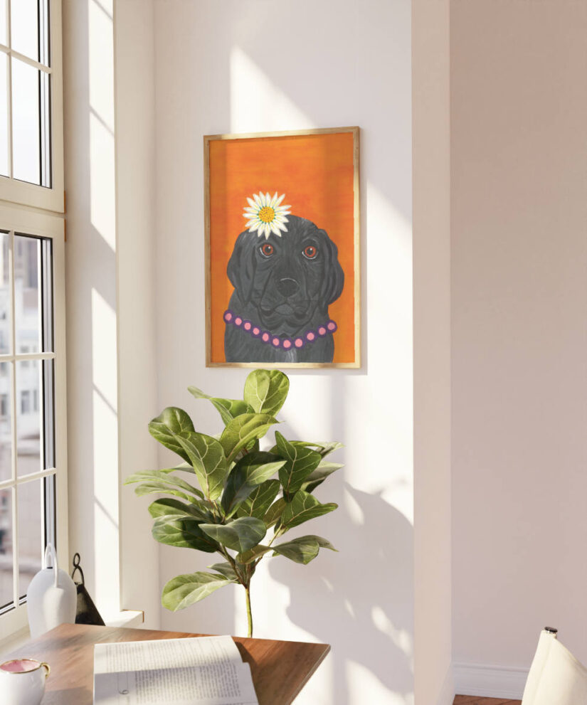 Black Labrador painting