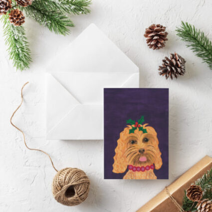 Festive cockapoo Christmas Card