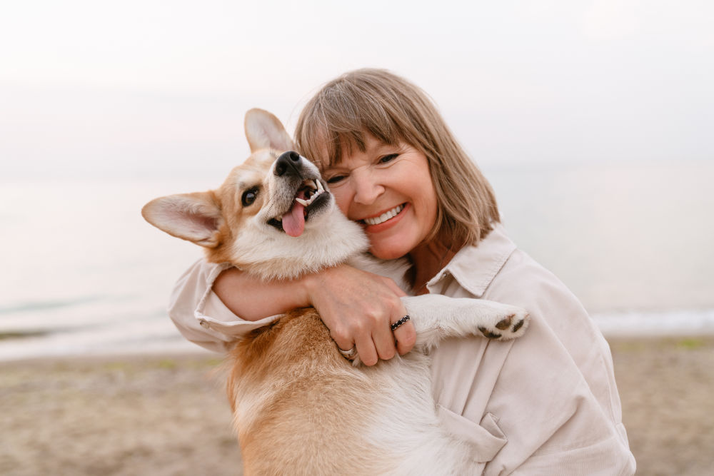Top 10 myths about dogs: dog and woman on the beach