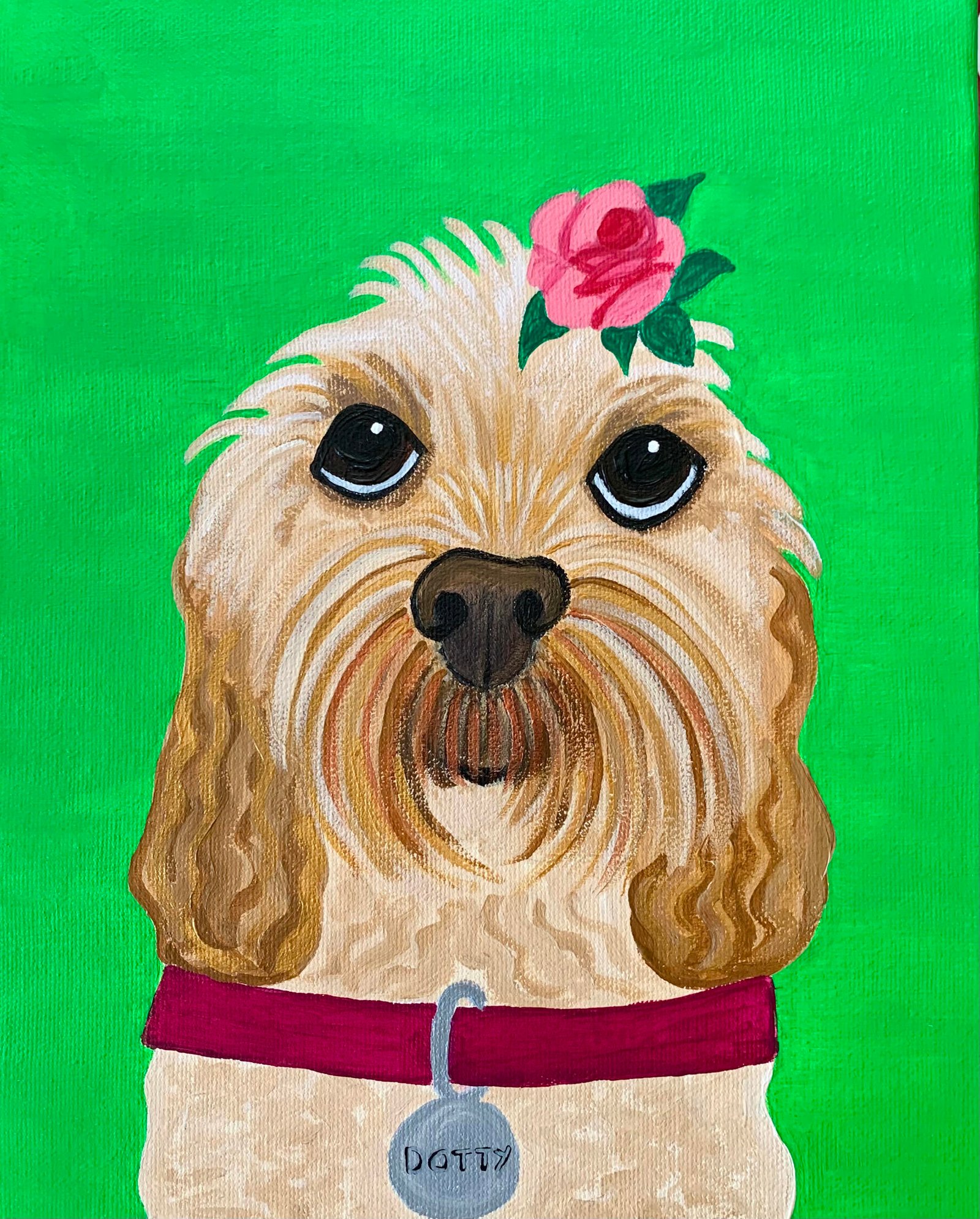 dog art dog portrait Cavapoo