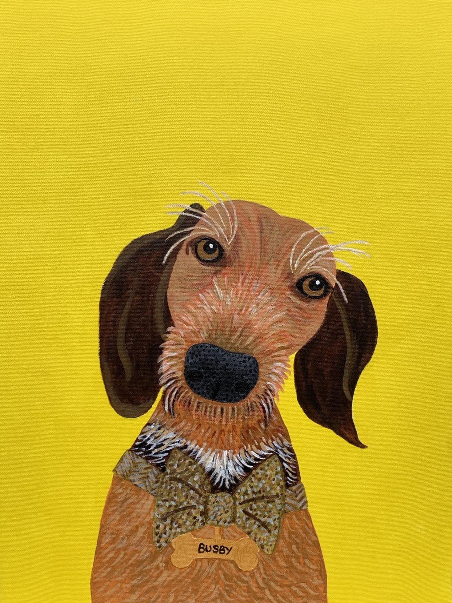 dog art portrait wire haired Dachshund